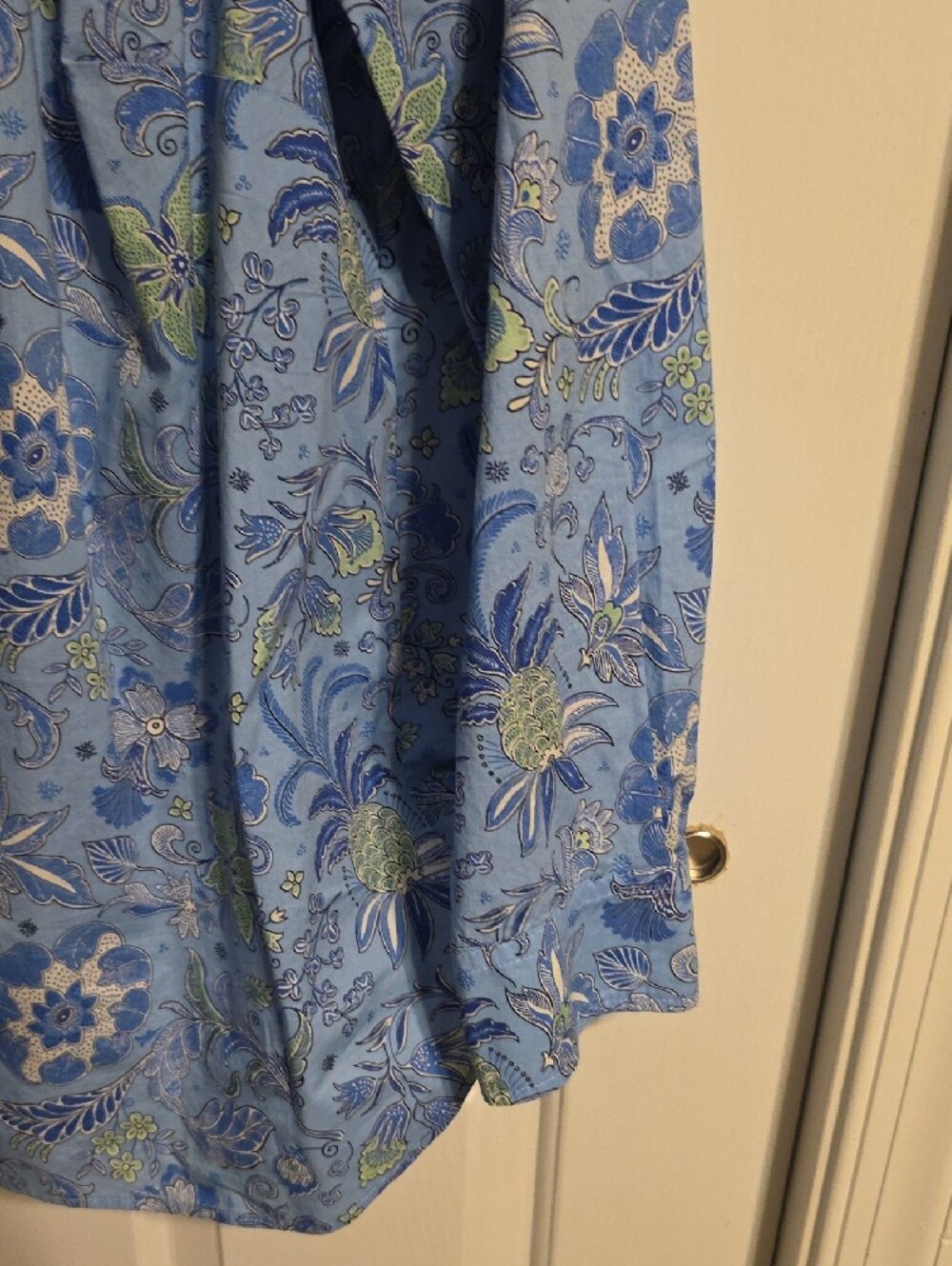 Talbots Light Blue Floral Print Button-Down Shirt - Picture 4 of 6